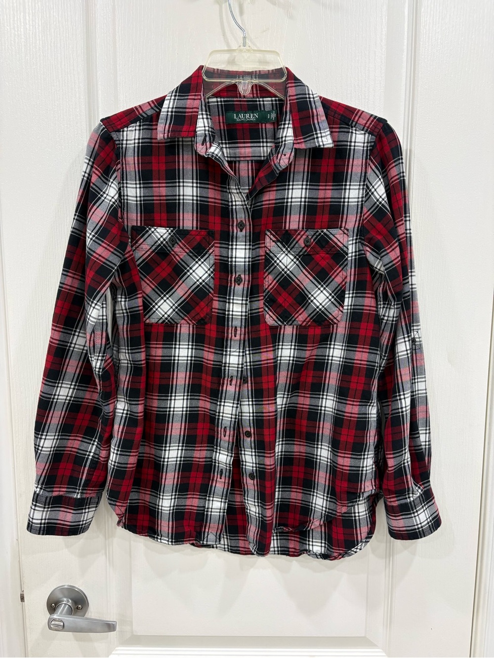 Ralph Lauren Red Black White Plaid Button-Down Shirt